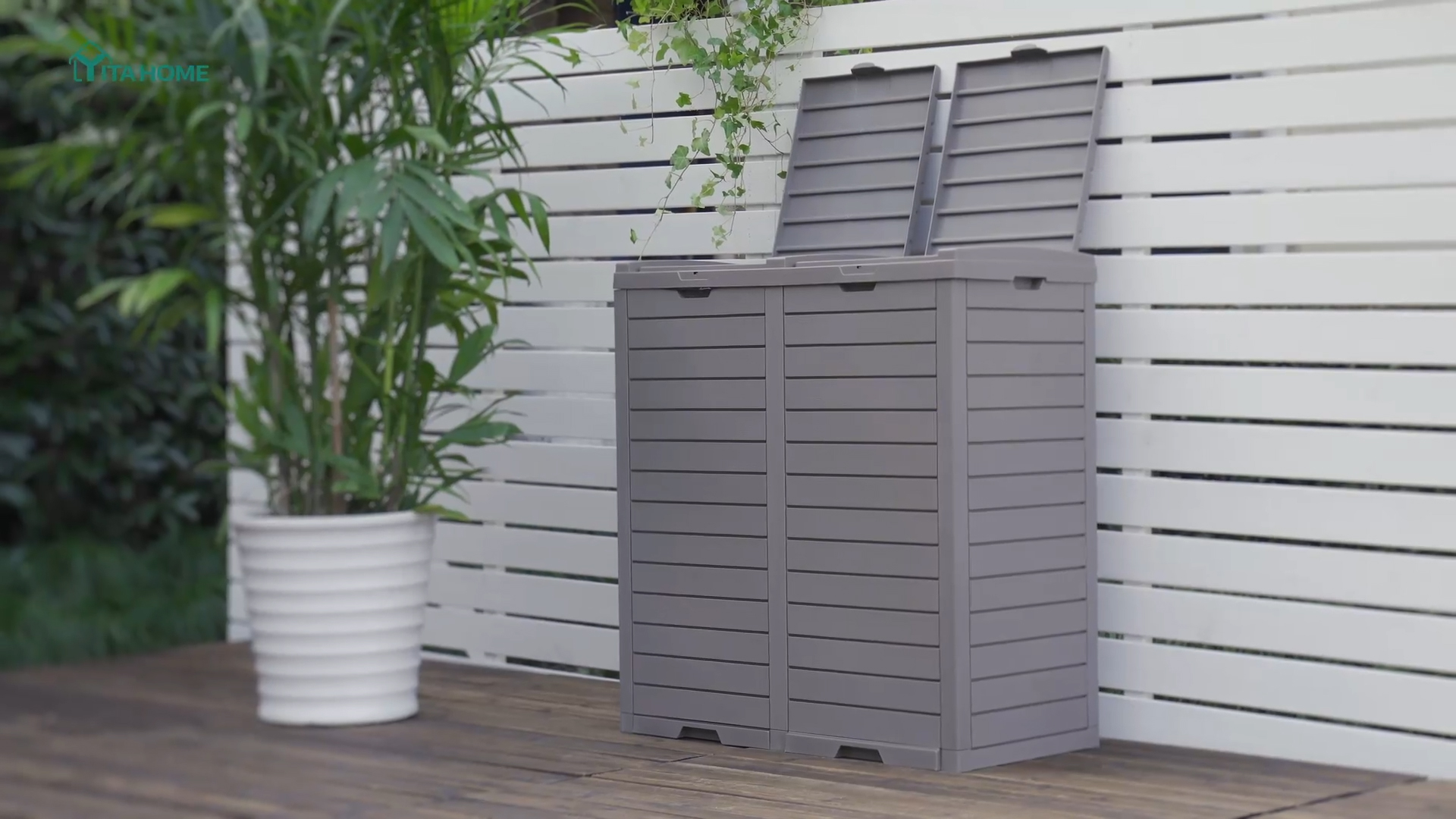 Amazon.com: YITAHOME Outdoor Resin Trash Bins Dual Compartment, 62