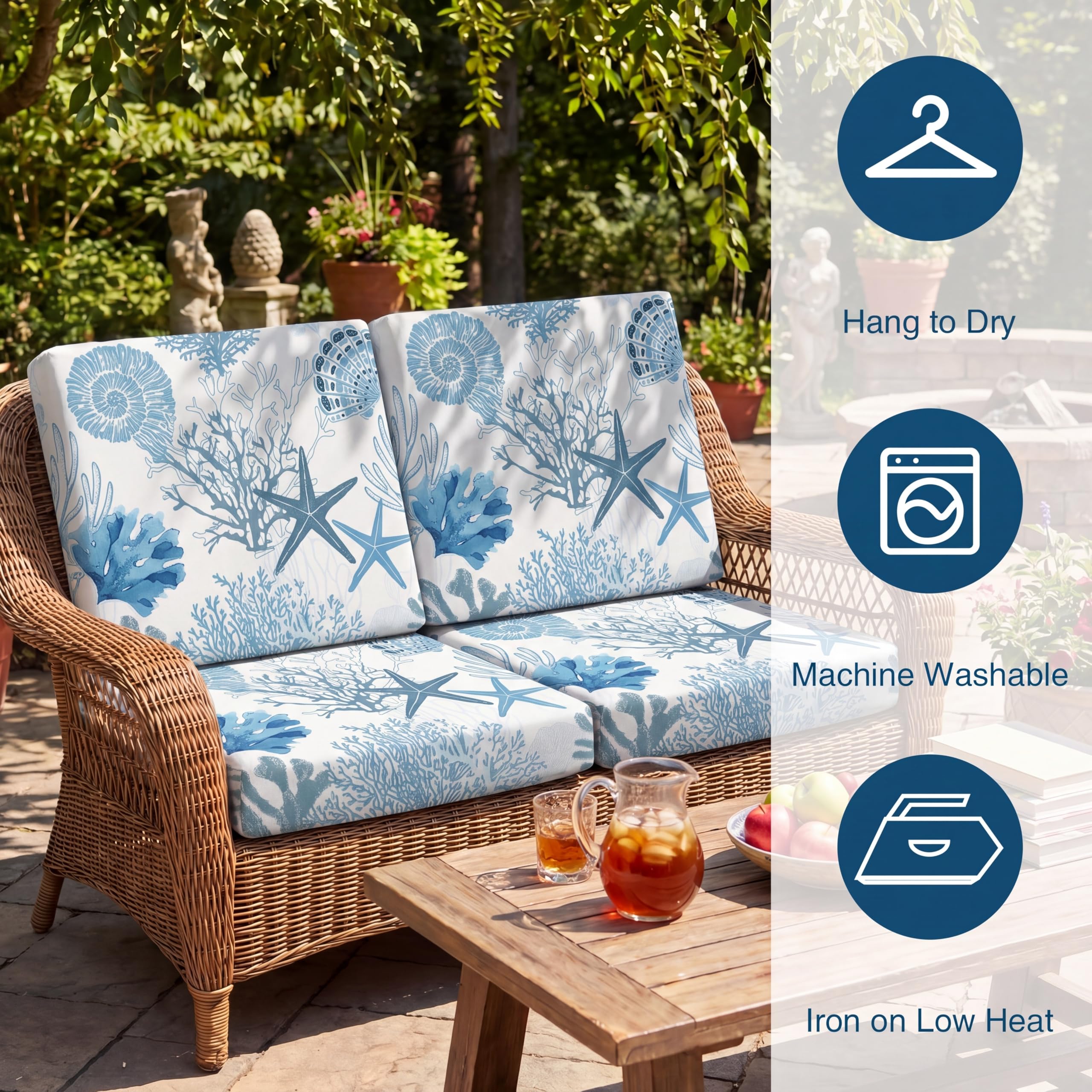Coral Patio Cushion Covers - Stretch Slipcovers -3