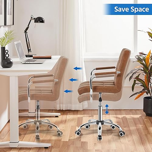 Miniatura 10 de Yaheetech Sillas de escritorio blancas con ruedasreposabrazos silla de oficina moderna de piel sintética con respaldo medio silla ejecutiva