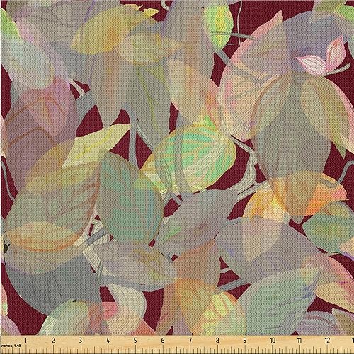 Miniatura 33 de Ambesonne The Yard, tela de plumas de pavo real, diseño retro ondulado de colores ondulados en la parte trasera morada, tela de microfibra para