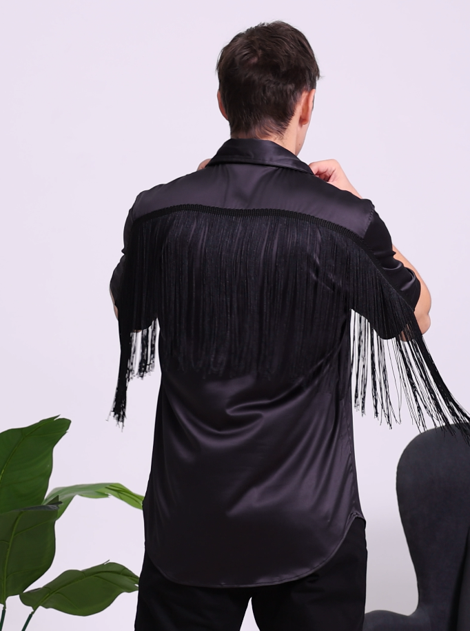 Amazon.com: WDIRARA Men's Button Front Short Sleeve Fringe Trim