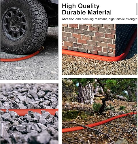 Miniatura 7 de Manguera de agua calientefría de 58 pulgadas x 25 pies, manguera de jardín roja resistente de -50  a 190 , mangueras de goma flexibles y ligeras con