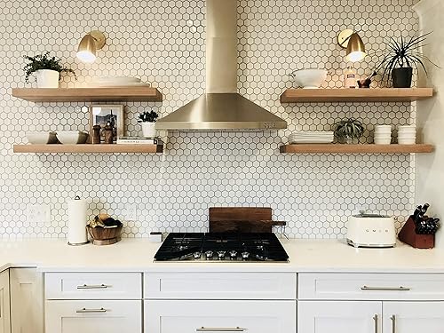 Miniatura 29 de Soporte de estante flotante: soportes de estante ocultos de 12 pulgadas, capacidad de peso de 150 libras, soporta estantes flotantes montados