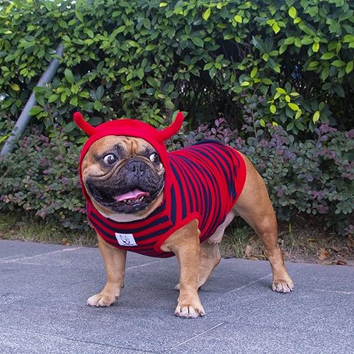 Miniatura 6 de iChoue Sudaderas con capucha de diablo de uso diario, disfraces de perro lindos para Halloween Navidad, trajes para perros medianos, sudaderas sin