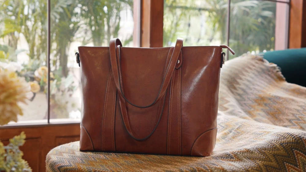 Amazon.com: S-ZONE Leather Tote Bag for Women Office Shoulder