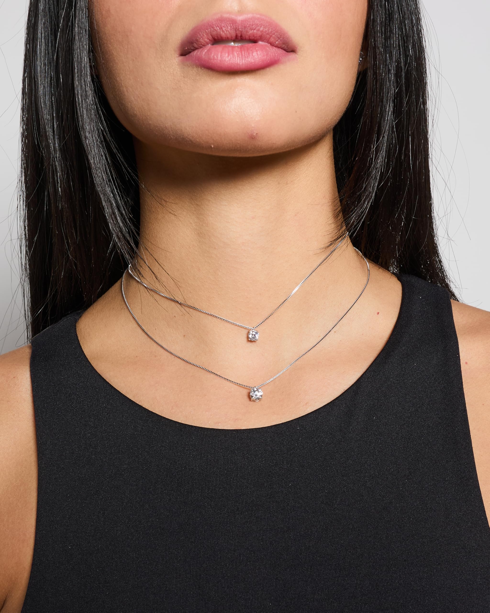 Louis Ciocchetti desde 1887 Collar de Plata 925 con Punto de Luz Circonita 5A, Ajustable, Elegante y Refinado