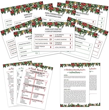 Christmas Games For Families, Christmas Friendly Feud Game, Holiday Games For Adults Large Group Party, Christmas Party Games, Christmas Trivia Card Games - a003