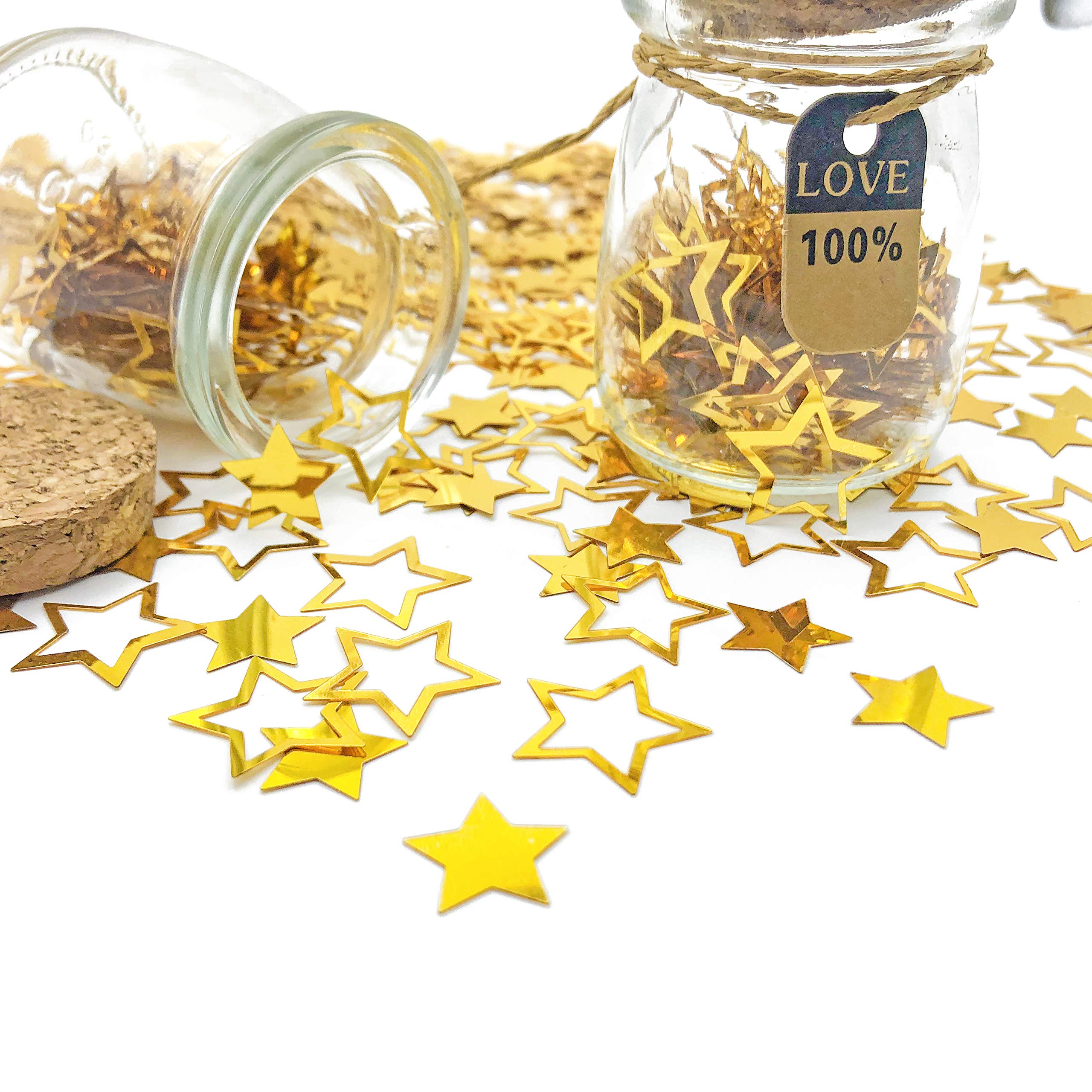 Coriandoli A Forma Di Stella In PVC Per Feste - Misto Oro, Argento E Nero - 80g Per Decorazioni Matrimoni E Compleanni