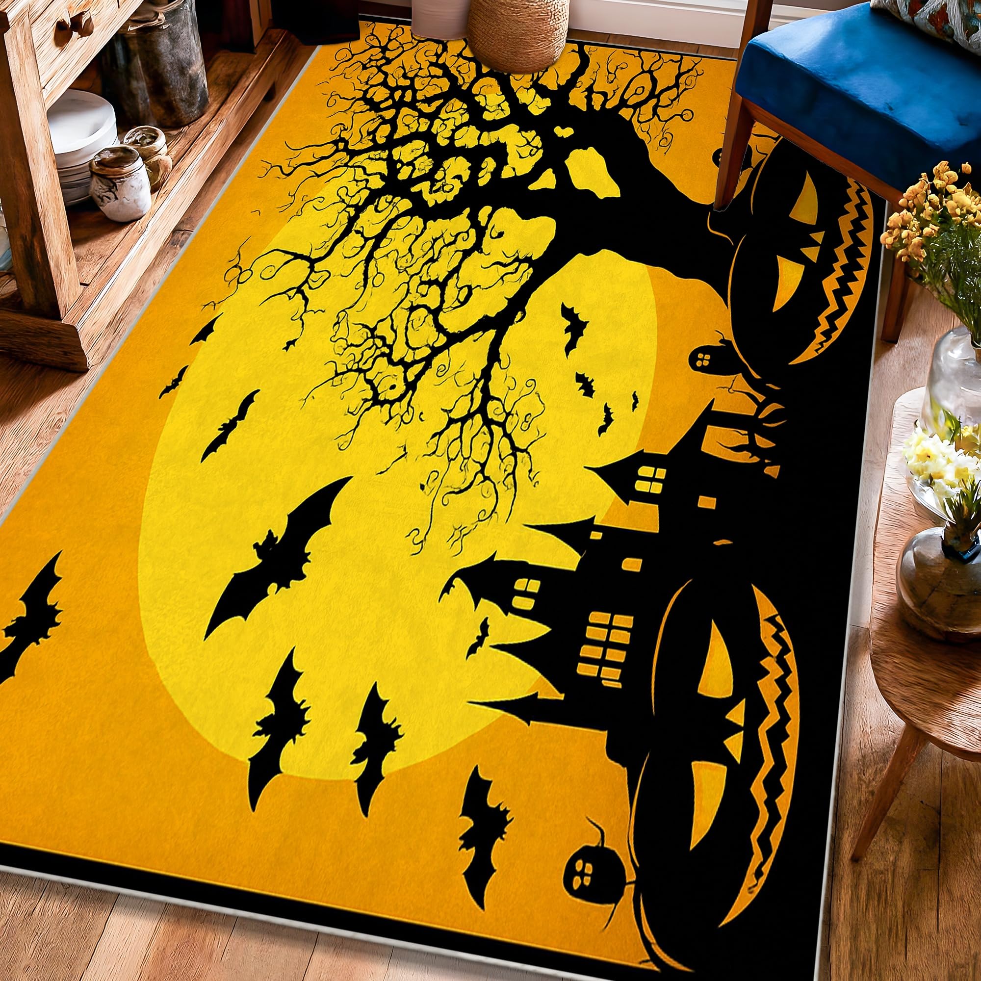 Tapis citrouille Halloween pour décoration salon et dortoir