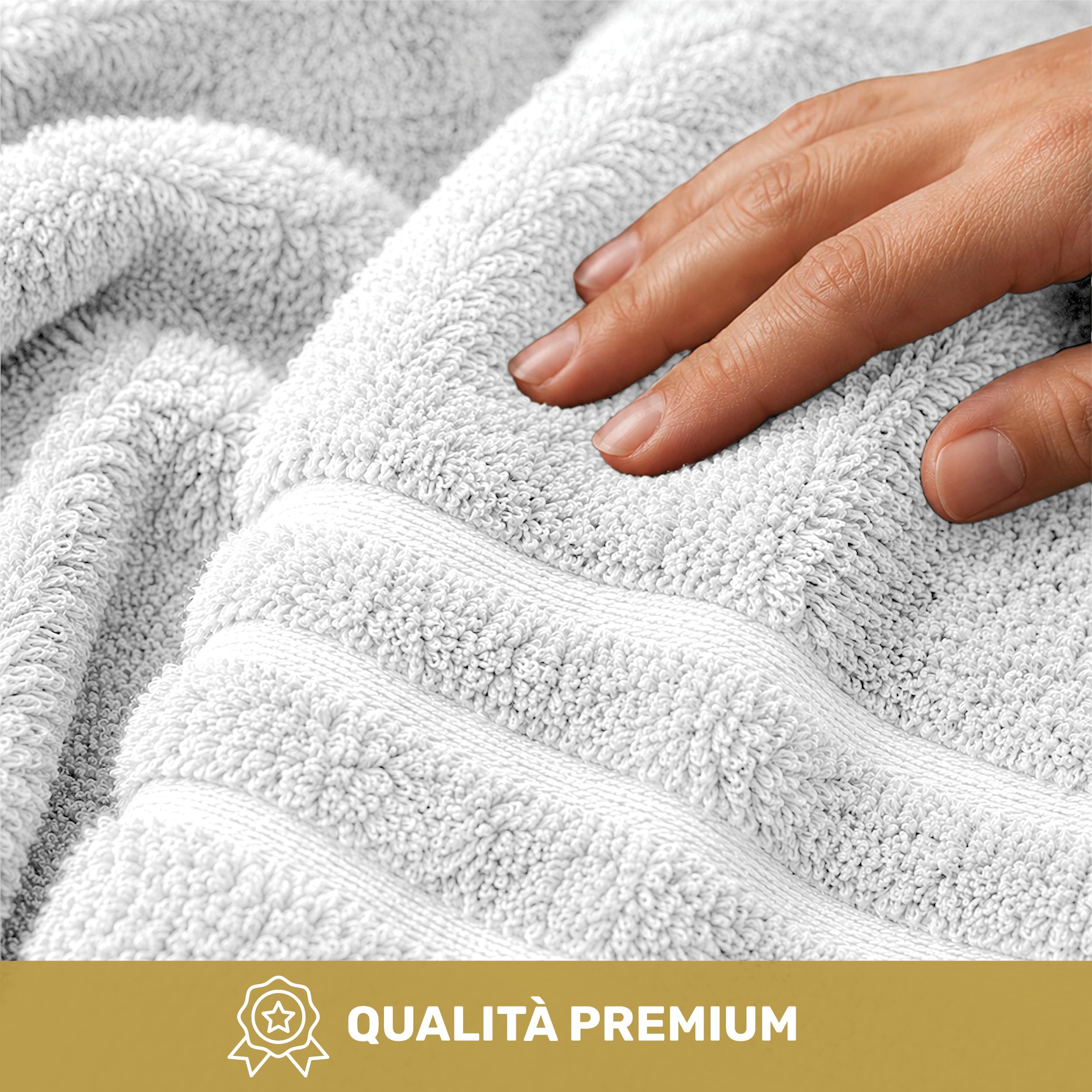 Lavea® Set Asciugamani Bagno 8 Pezzi 50x100 cm – Spugna 100% Cotone Morbida e Assorbente – Asciugamani Viso, Mani e Bidet per Casa, Hotel, Spa – Bianco