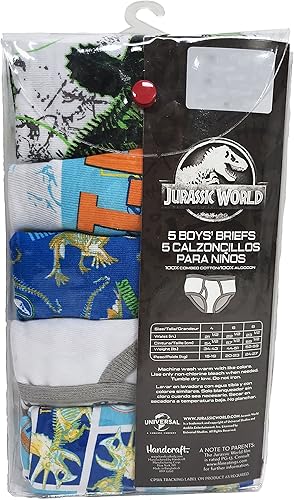Miniatura 3 de Jurassic World Paquete múltiple de calzoncillos 100% algodón para niños con estampados T-rex, Raptor y Triceratops en tallas 23t, 4t, 4, 6 y 8