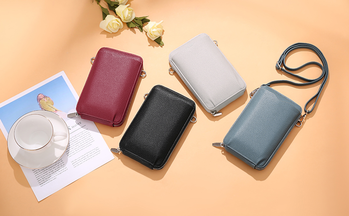 Alexander McQueen Borsa a Tracolla in Pelle con Scomparti Formato Card