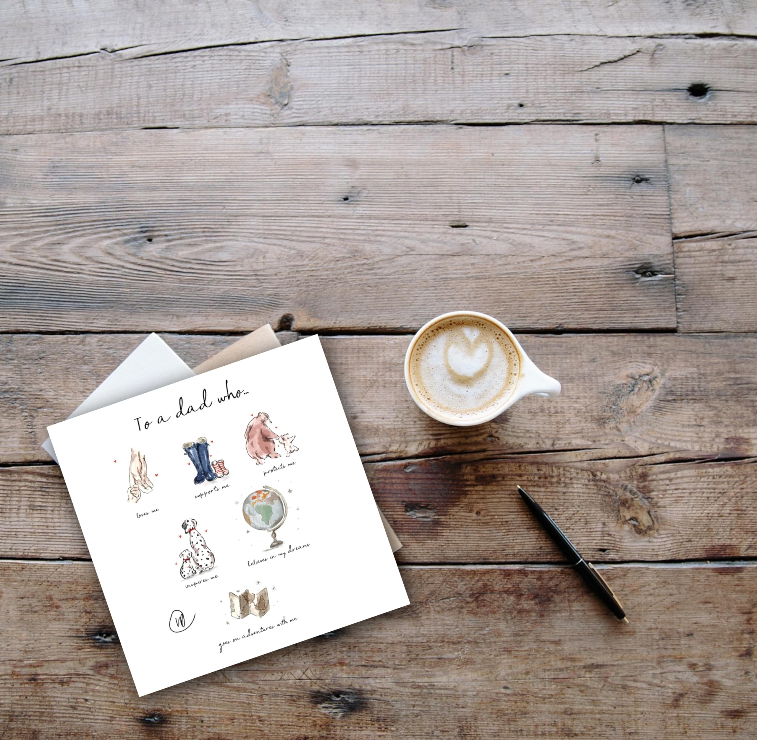 Lucy Claire Ilustracje Kartka na Dzień Ojca, Akwarela, Motyw Dla Taty Who, z Kopertą
