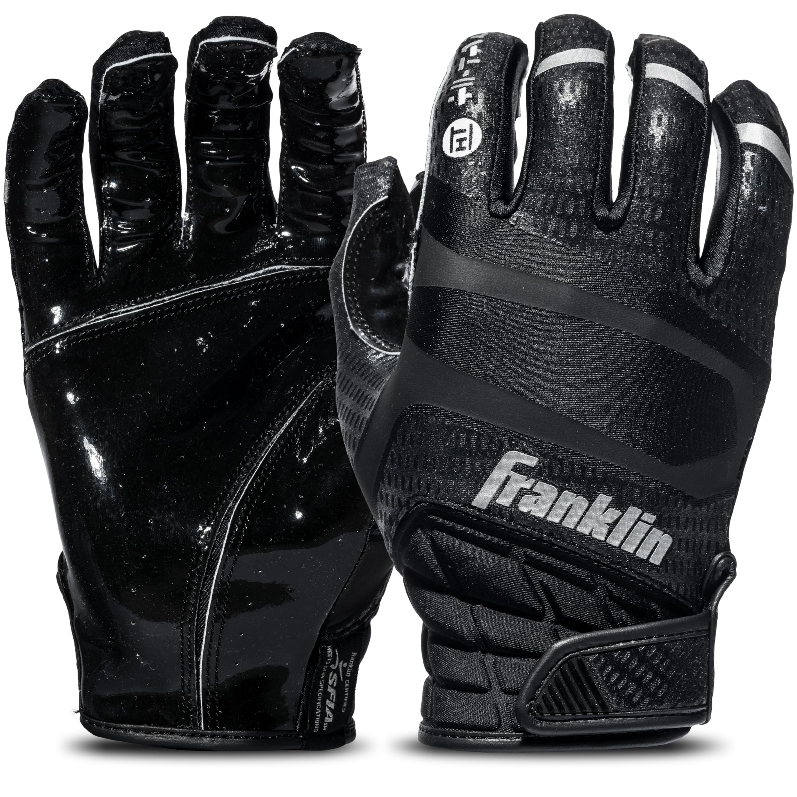 Franklin Sports Fußball-Empfängerhandschuhe – Erwachsene und Jugendliche Fußball-Empfänger Handschuhe – extra Grip Premium Fußballhandschuhe für alle Altersgruppen – Hi-Tack – SFIA genehmigt