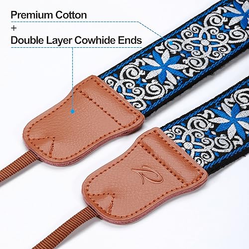 Miniatura 2 de Padwa Lifestyle Correa para cámara, correas de piel de vaca de 2 pulgadas para fotógrafos, correas de hombro ajustables de algodón tejido jacquard