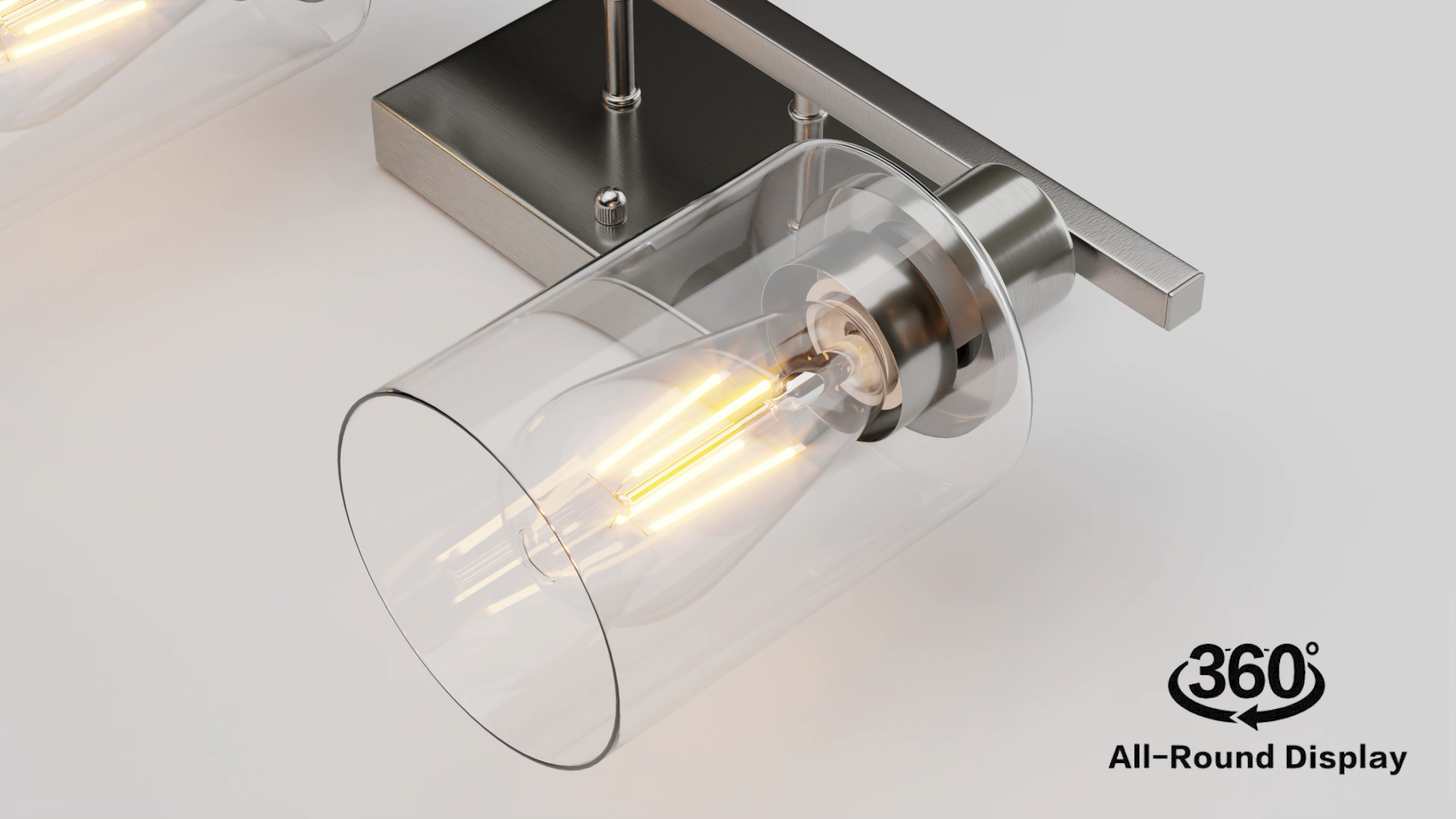 ShineTech 2-Light Bathroom Vanity Light Fixture, Brushed Nickel