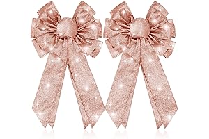 Giegxin Lighted Christmas Bows 2Pcs - The Twinkle Of Rose Gold