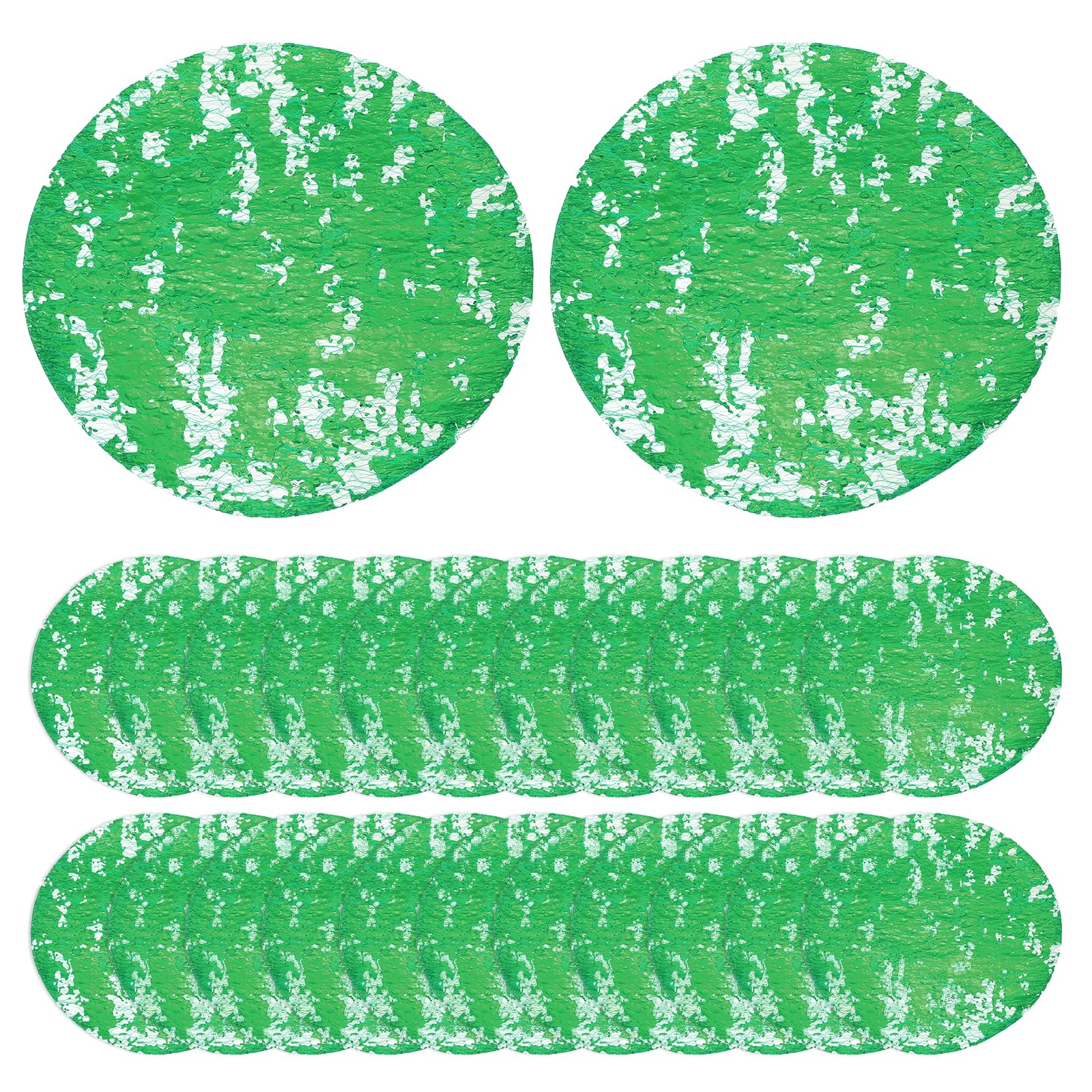 sourcing map 100 Pack Foil Disposable Placemats, 6.3 Inch Round Pressed Foil Placemat Metallic Mesh Table Place Mats for Dining Table Wedding Birthday Party Home Decoration, Green