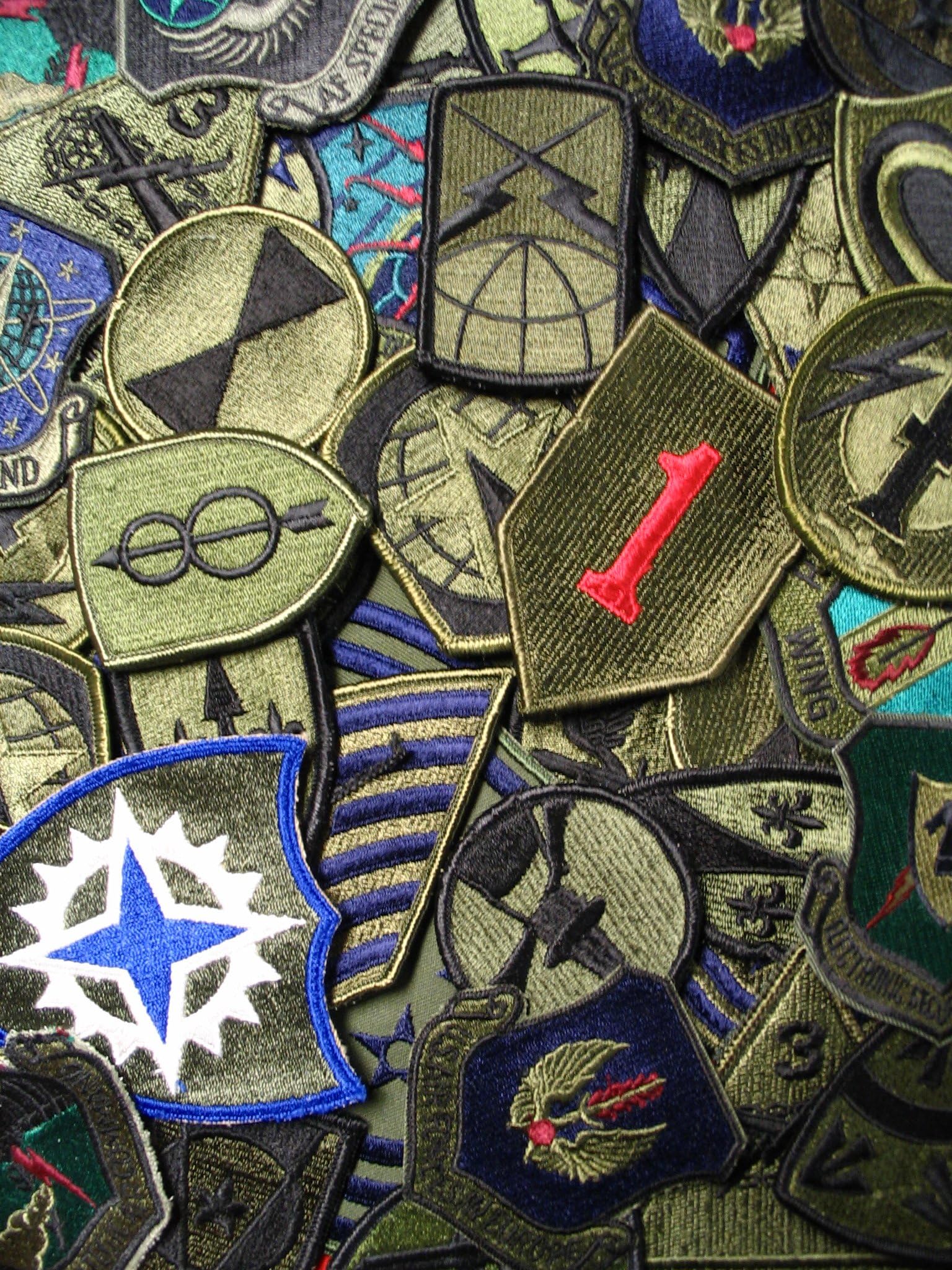 Lot of 50 Assorted U.S. Military Army & Air Force Subdued Insignia Patches