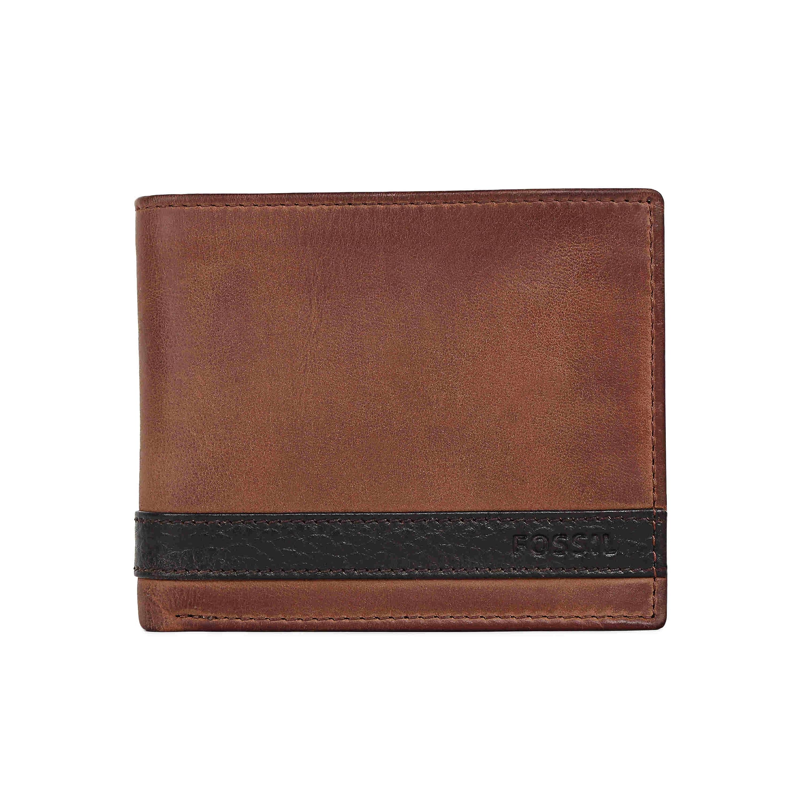 Fossil Men's Wallet, Quinn Leather Bifold with Coin Pocket Wallet, Brown