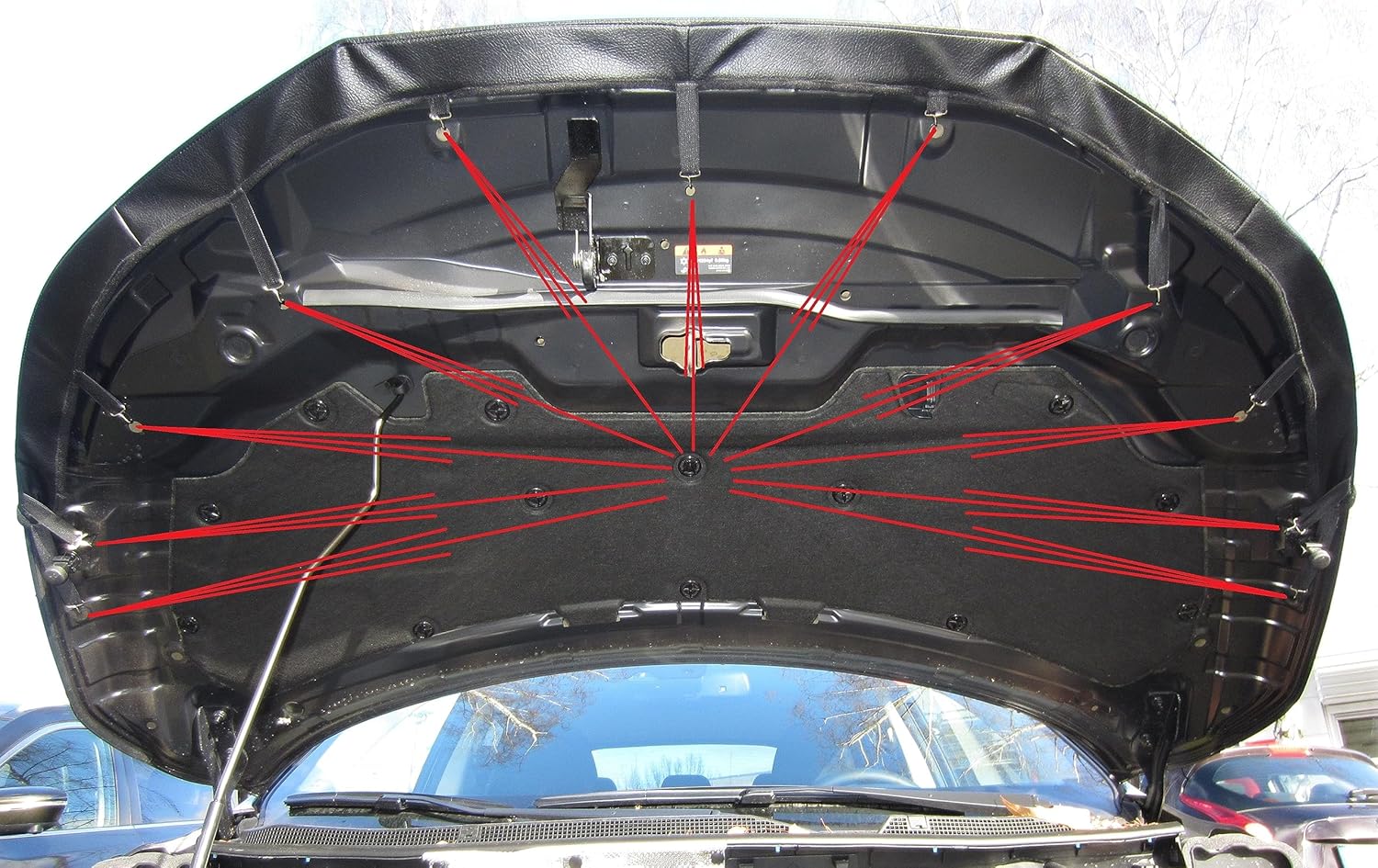 AB3-00054 Carbon Fiber Look Hood Bra Compatible with Nissan Qashqai J11 2017-2021 Front End Nose Mask Bonnet Bra