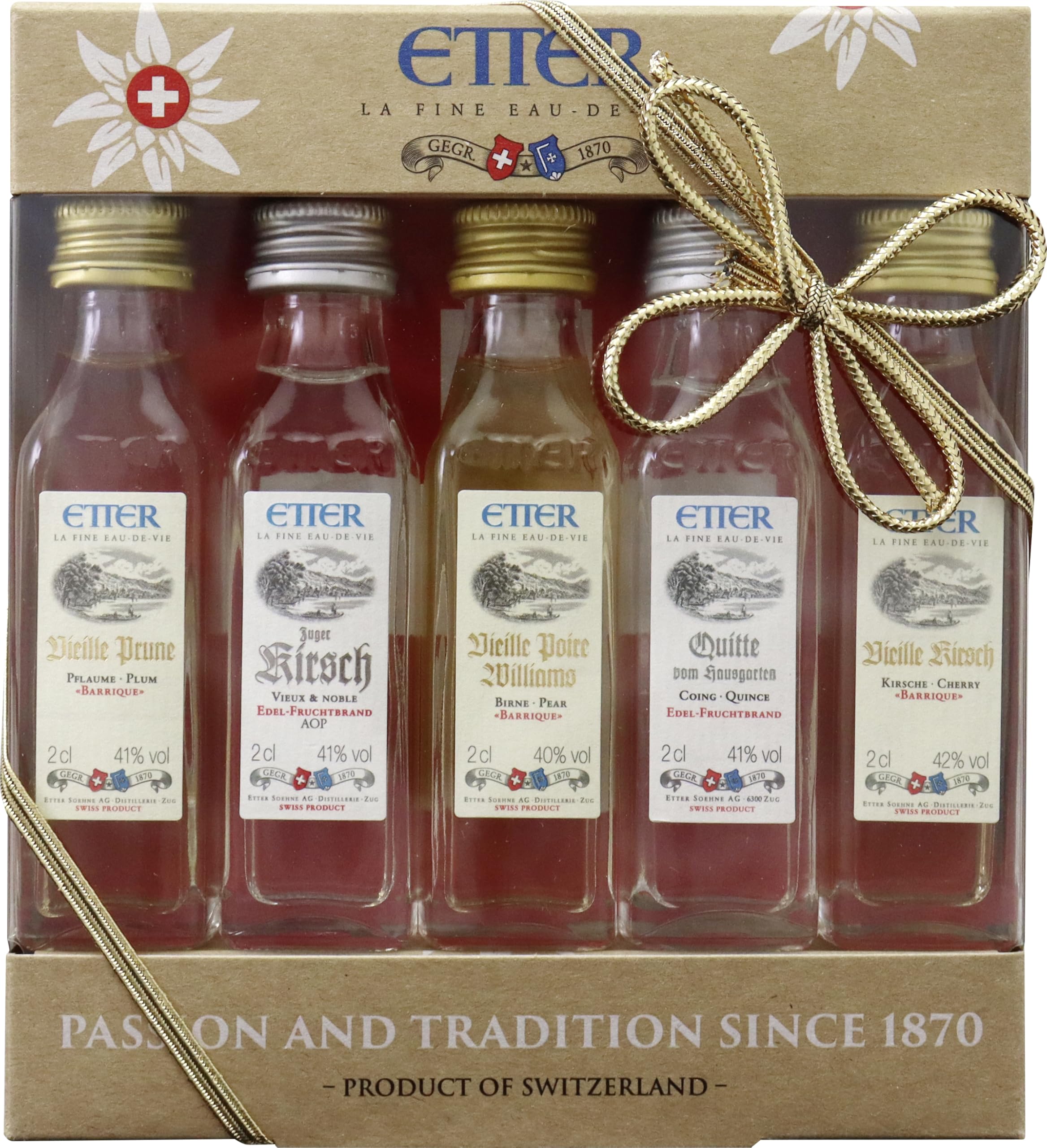 Etter Miniaturen Box Geschenkset 5 Schweizer Obstbrände (1 x 0.1 l)
