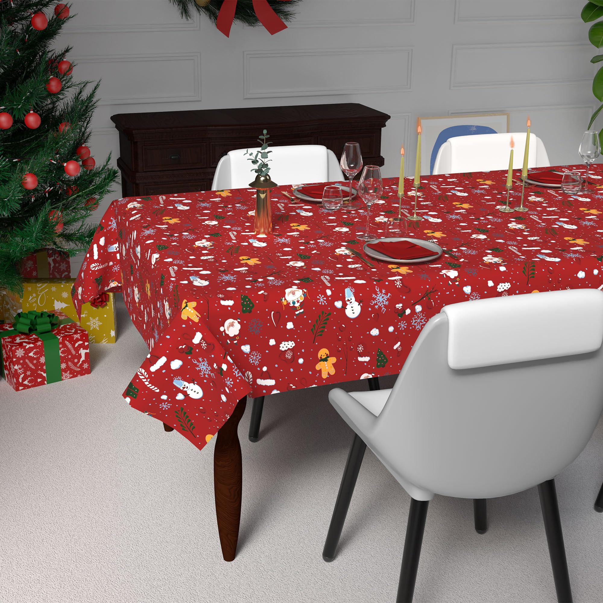 Soleil d'ocre, Festive Printed Stain-Resistant Tablecloth Rectangular 140 x 240 cm Candy