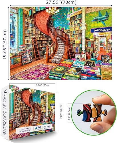 Miniatura 2 de Rompecabezas de 1000 piezas para adultos, tema de Laberinto vintage de libros, póster e impresión de alta definición, 27.5 x 19.7 pulgadas, sin