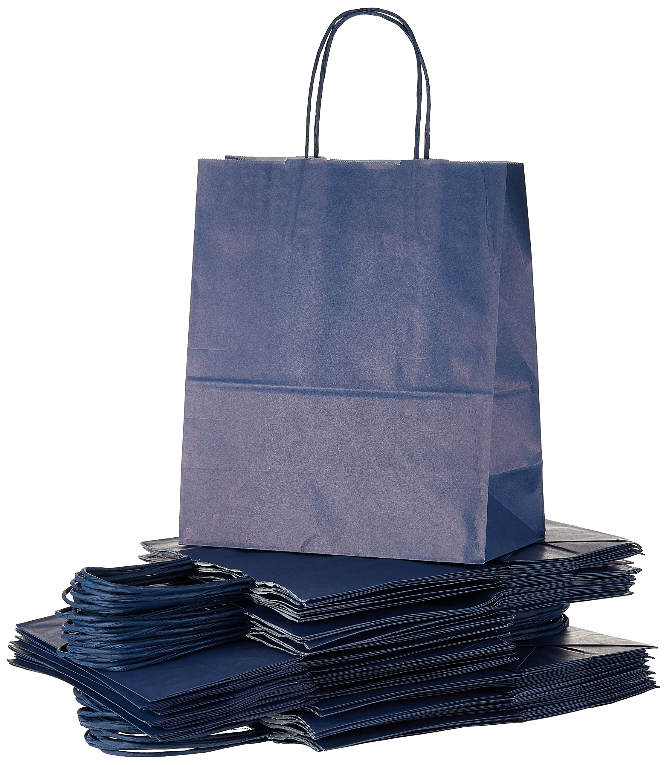 SNH Packing Kraft Paper Party Bag with Twisted Handle 50-Pieces, 24 cm x 28 cm x 12 cm Size, Dark Blue