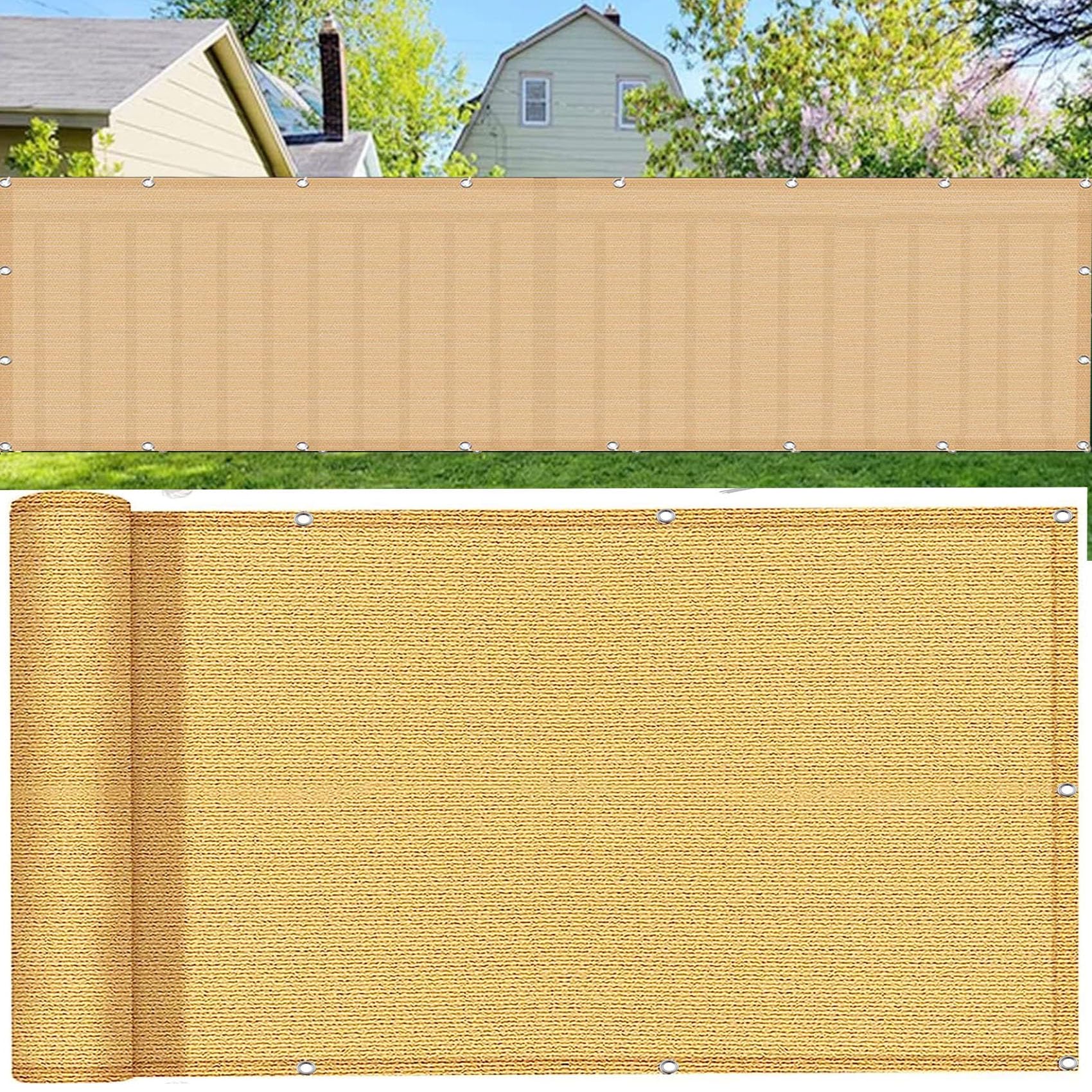 Brise-vue filet d'ombrage jaune en tissu HDPE 220g/m² pour l'intimité du balcon 80x900 cm
