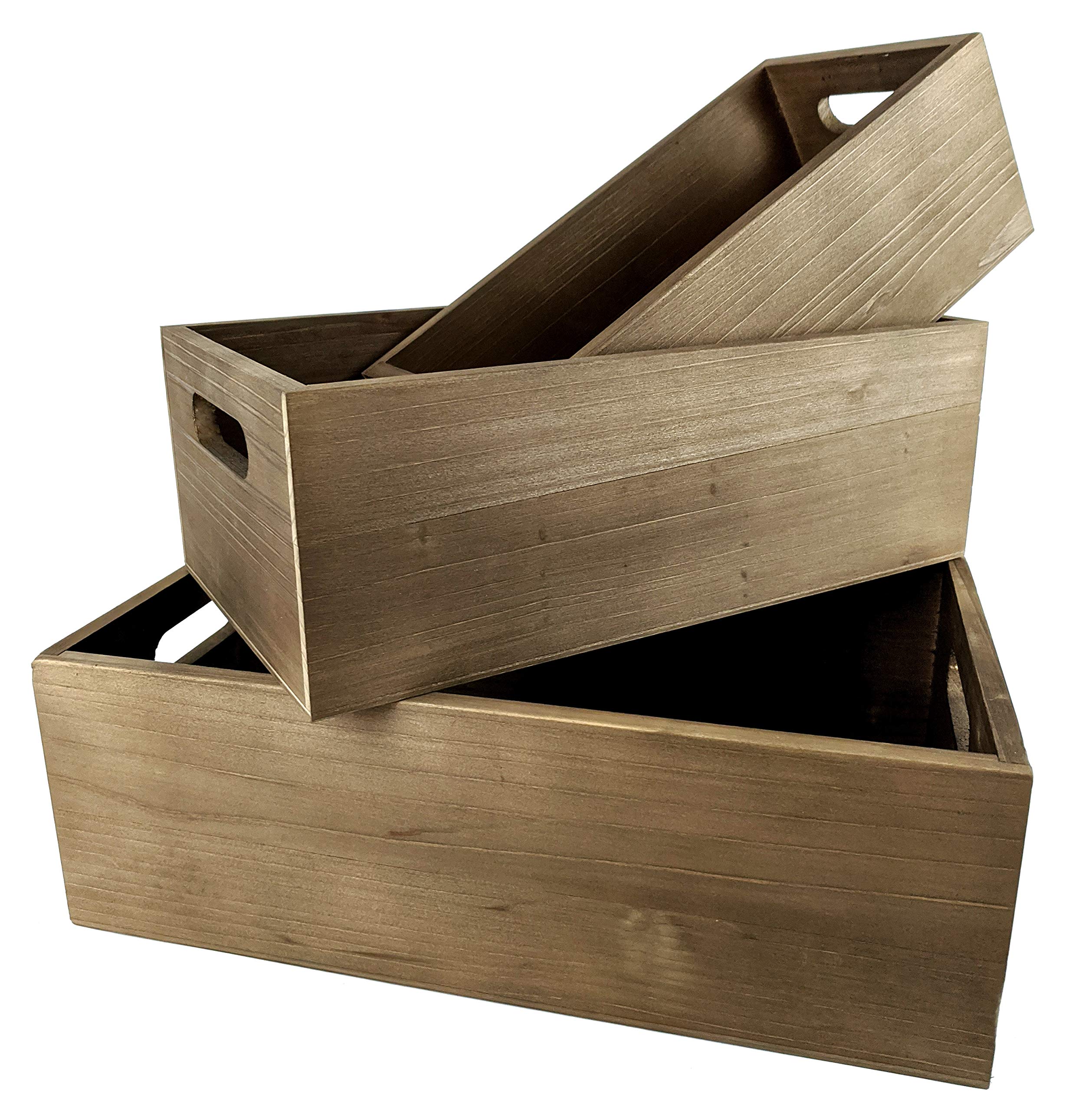 Nesting Wood Storage Crates Set of 3 Decorative Craft Crates Real