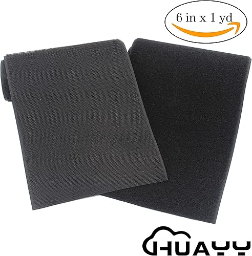 Miniatura 2 de HUAYY Coser en estilo de gancho y bucle,Tela de tiras de nailon no adhesiva,Negro (6 pulgadas x 1 yarda)