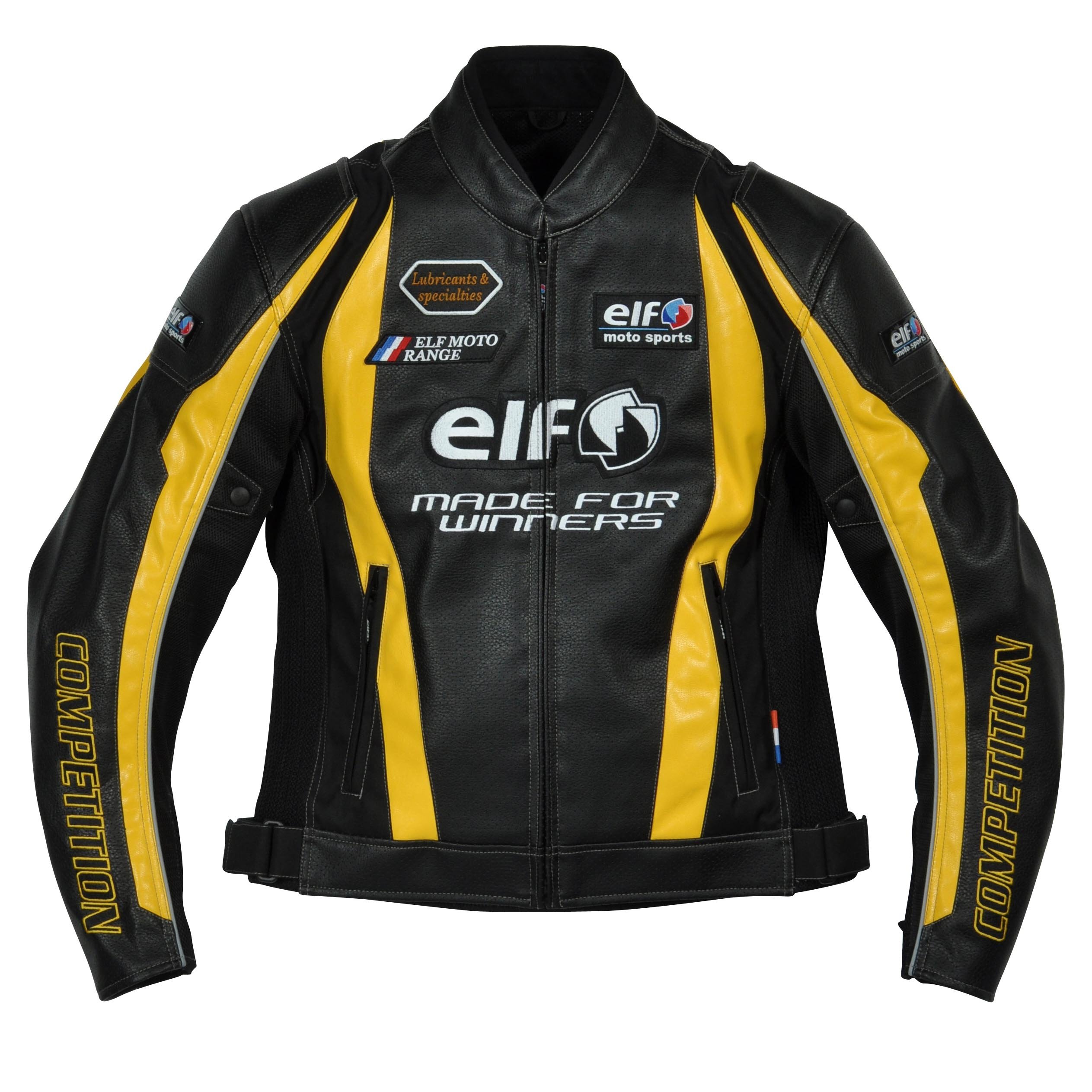Amazon | [エルフ] フェイクレザージャケット BK/YL LL EL-3223/BK/YL 
