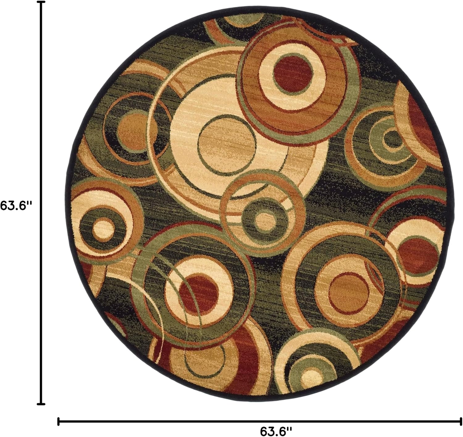 SAFAVIEH Lyndhurst Collection 5'3" Round Black/Multi LNH225B Mid-Century Modern Non-Shedding Dining Room Entryway Foyer Living Room Bedroom Area Rug