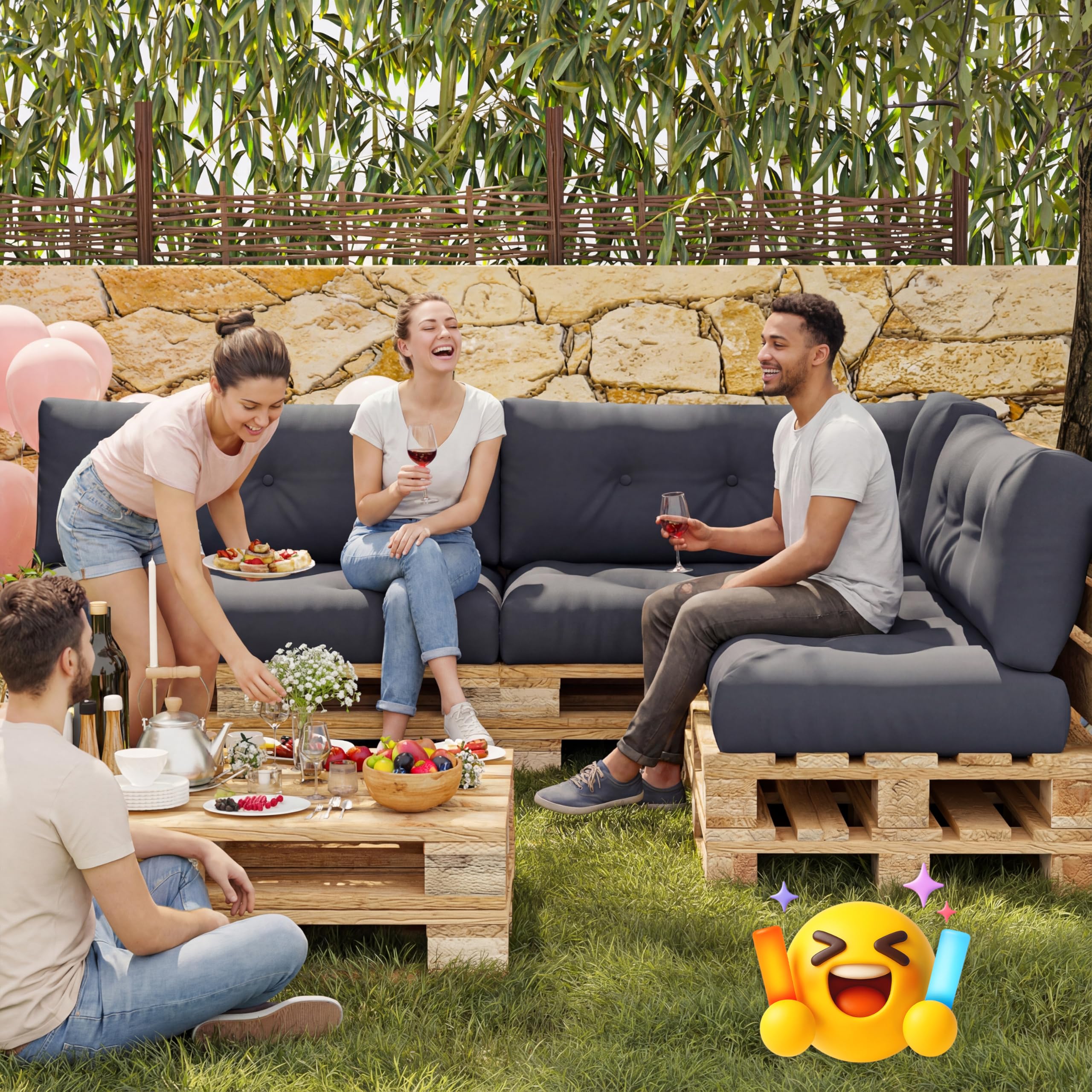 Palettenkissen Rückenlehne 120x40 cm – Gartensofakissen, gestepptes Rückenpolster für Palettenmöbel, Terrasse & Sofa