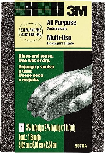 3M 907NA - Esponja de lijado, 3-34 pulgadas x 2-58 pulgadas, extra finafina