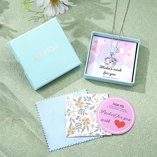 Miniatura 7 de Regalos de unicornios para niñas y niños, collar de corazón, collares de unicornio para niñas, collares con iniciales, joyería de unicornio, joyería