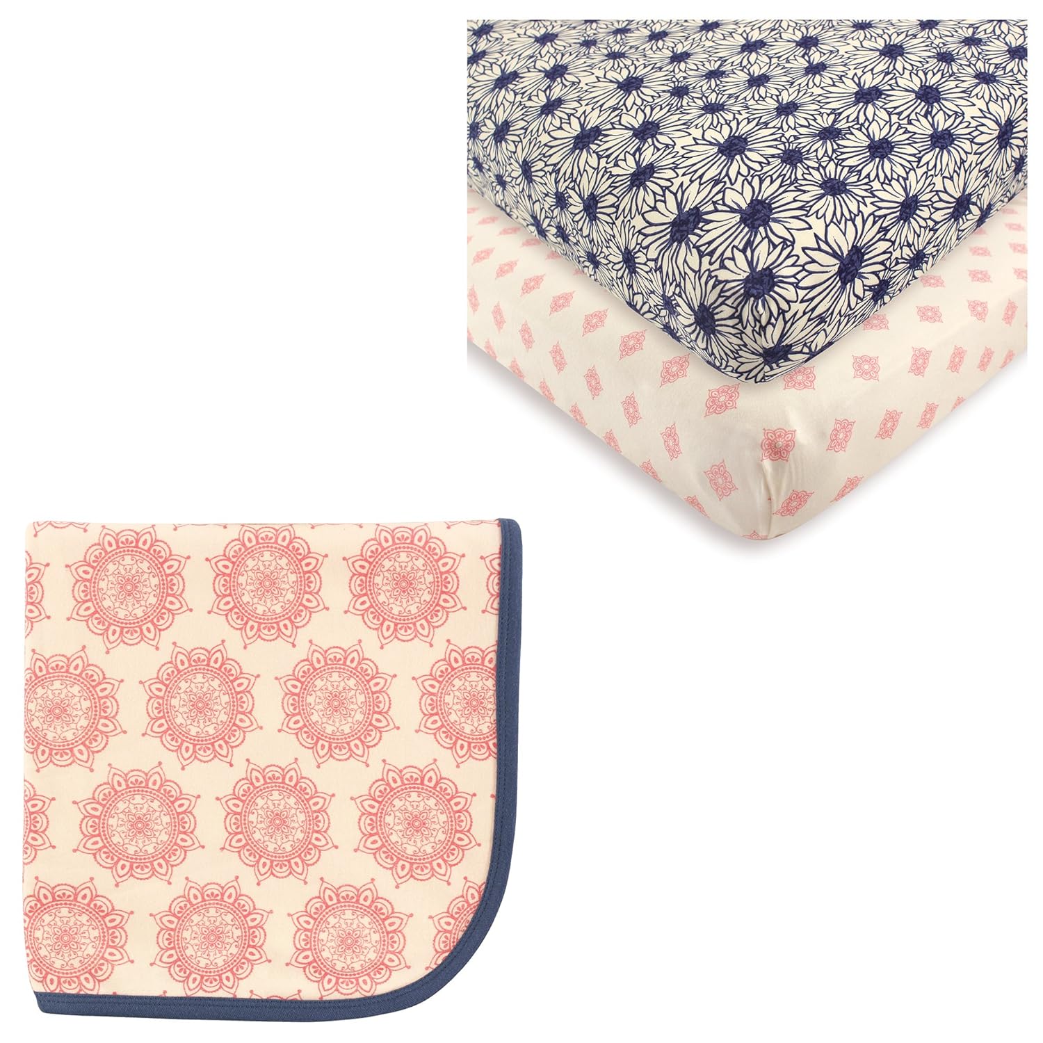 Organic Cotton Fitted Crib Sheet 2-Pack & Cotton Swaddle Blanket