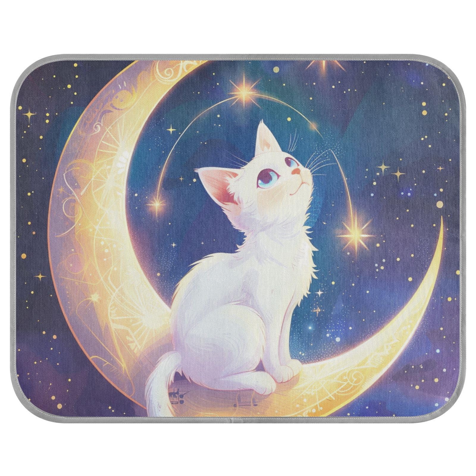 siphylline White Cat on Moon Summer Cooling mats Self Cooling mat for Cats for Canine Dogs Outside Non-Electric Camas frias para Perros S