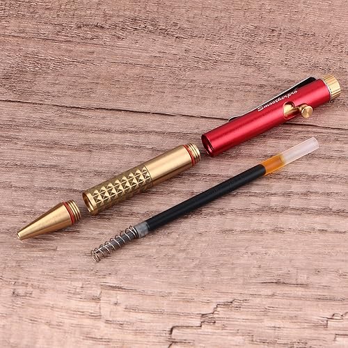 Miniatura 6 de SMOOTHERPRO Bolígrafo de acción de perno de latón macizo, compatible con recambio de Pentel, clip de acero inoxidable escalable con peso equilibrado