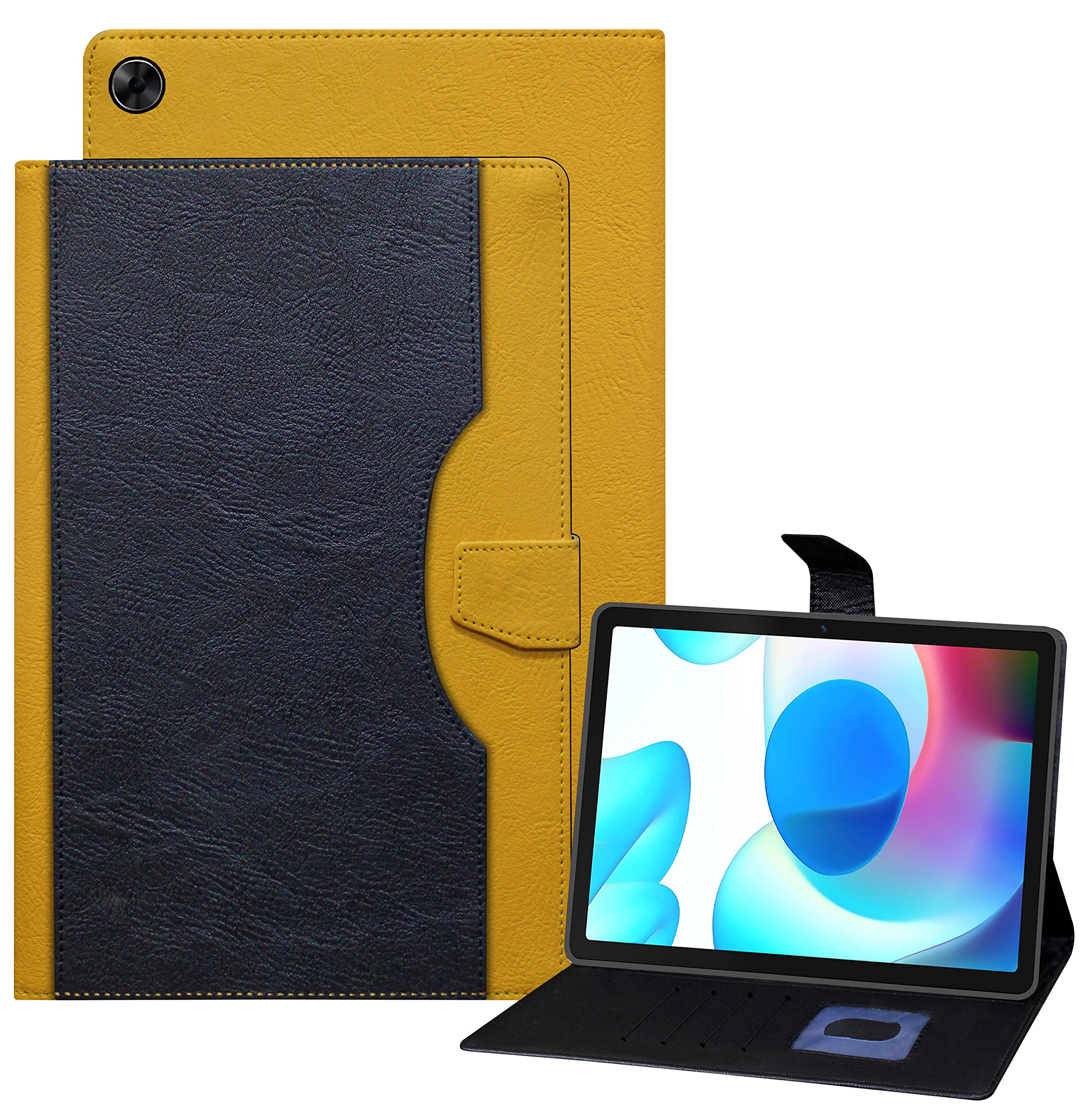 TGK Dual Color Wallet Leather Flip Stand Case Cover for realme Pad 10.4 inch (Black Yellow) (B09X359LYS) Amazon Price History, Amazon Price Tracker