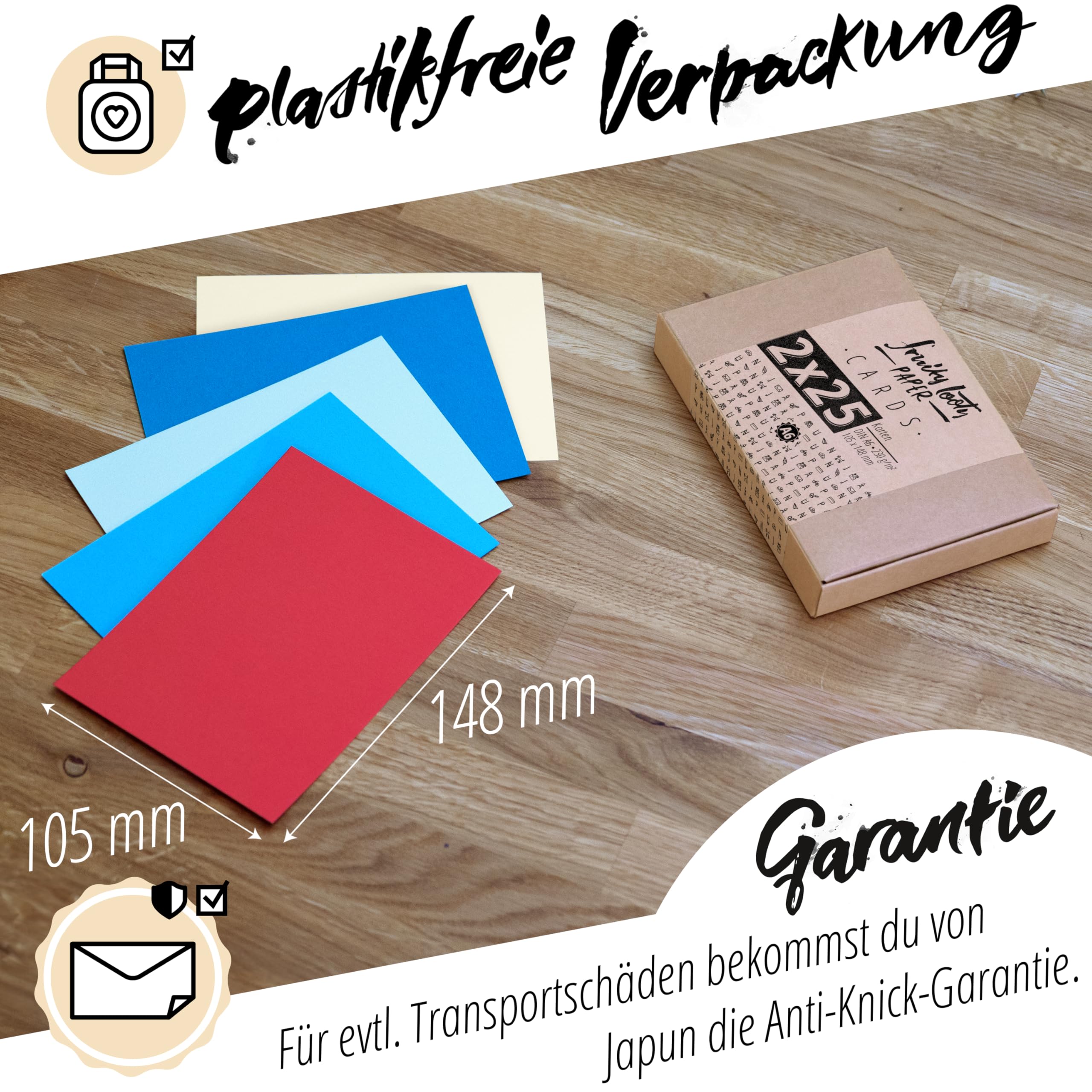 Japun 50 cartes postales vierges colorées DIN A6 230 g/m² papier