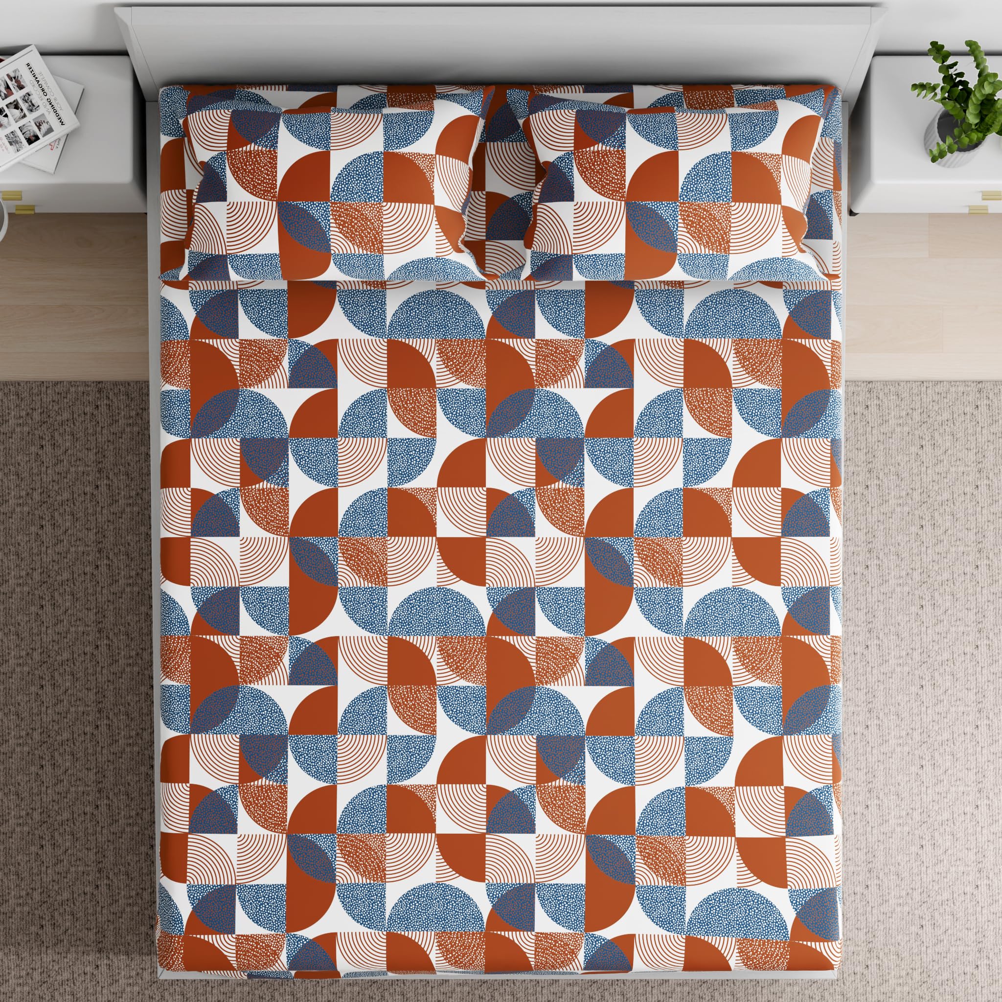 Wakefit Essentials 100% Cotton Super Soft Flat Bedsheet with 2 Pillow Covers | Nina Brown Double (100 x 85 inch) | Nina Brown