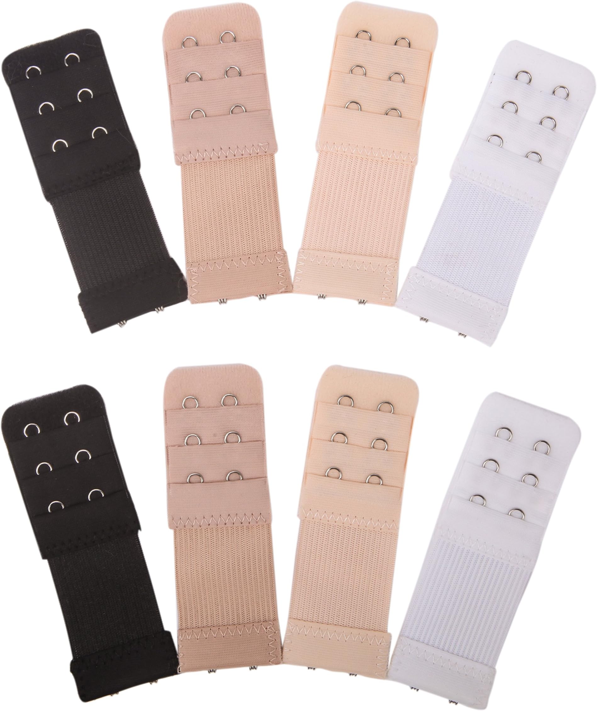 8 Pieces Bra Extenders 2 Hook Elastic Stretchy Soft Comfortable Bra Strap Extensions for Women