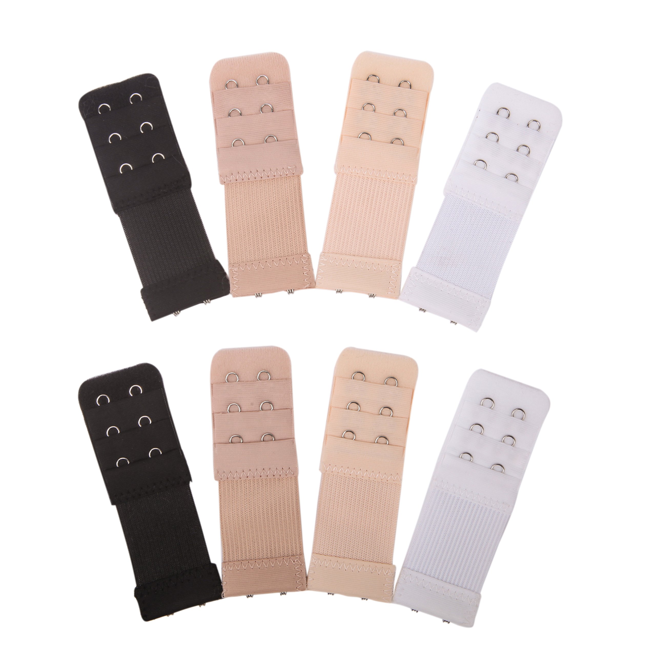 Senkary 8 Pieces Bra Extenders 2 Hook Elastic Stretchy Soft Comfortable Bra Strap Extensions for Women