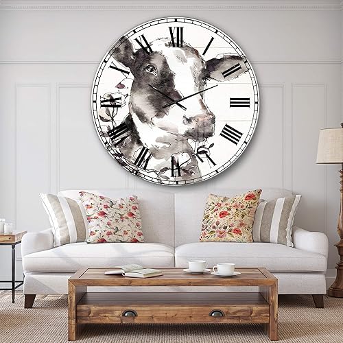 Miniatura 2 de Reloj de pared con diseño de vaca y vida campestre para el hogar, dormitorio, baño, oficina, sala de estar