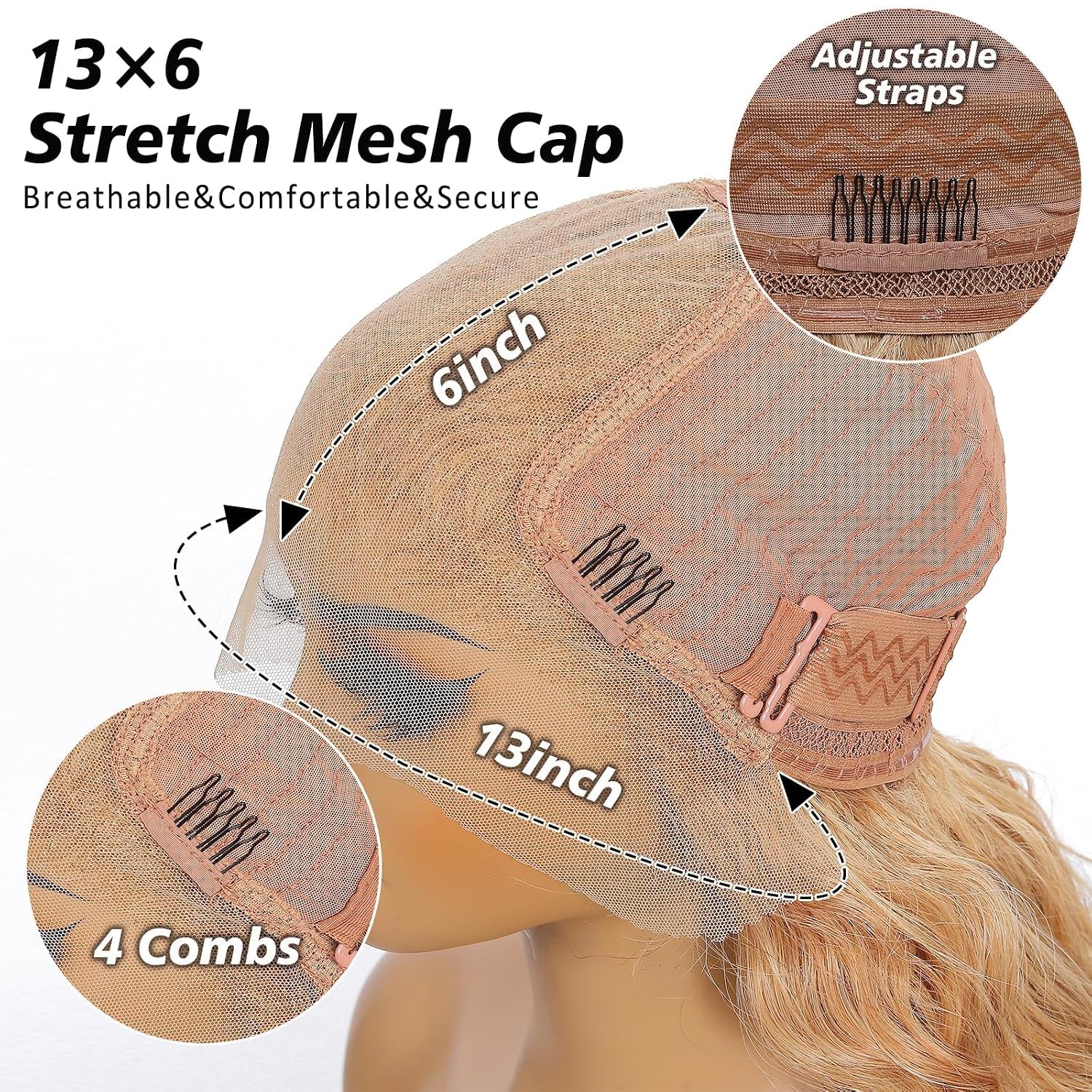 SOKU Długa peruka blond miodowy blond wstępnie depilowana linia frontu z baby hair koronka przód HD przezroczysta 13x6 syntetyczna peruka 32" styl Body Wave dla kobiet włókno odporne na ciepło
