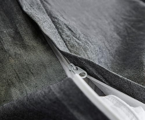 Miniatura 8 de ECOCOTT Juego de funda de edredón gris tamaño California King, 100% algodón lavado, duradero, suave y cómodo, funda de edredón de 3 piezas con