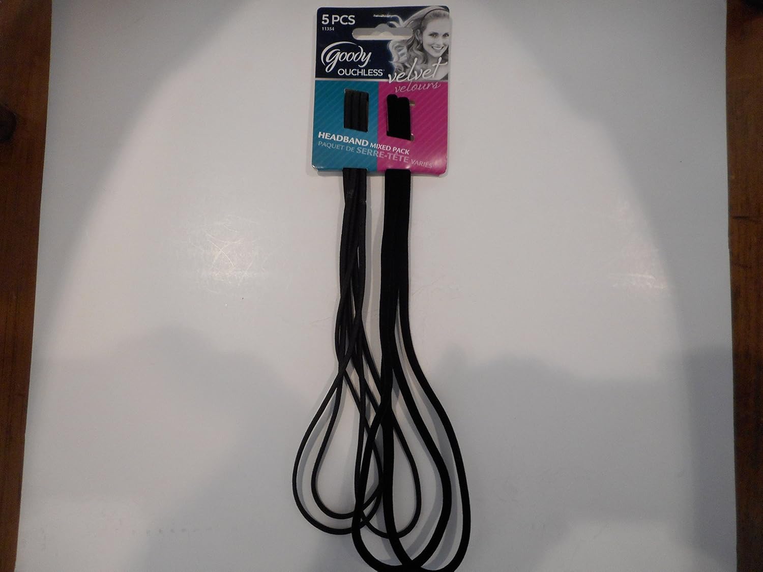 Goody Ouchless Slide Proof 3 thin ouchless black headbands, 2 black ouchless velvet