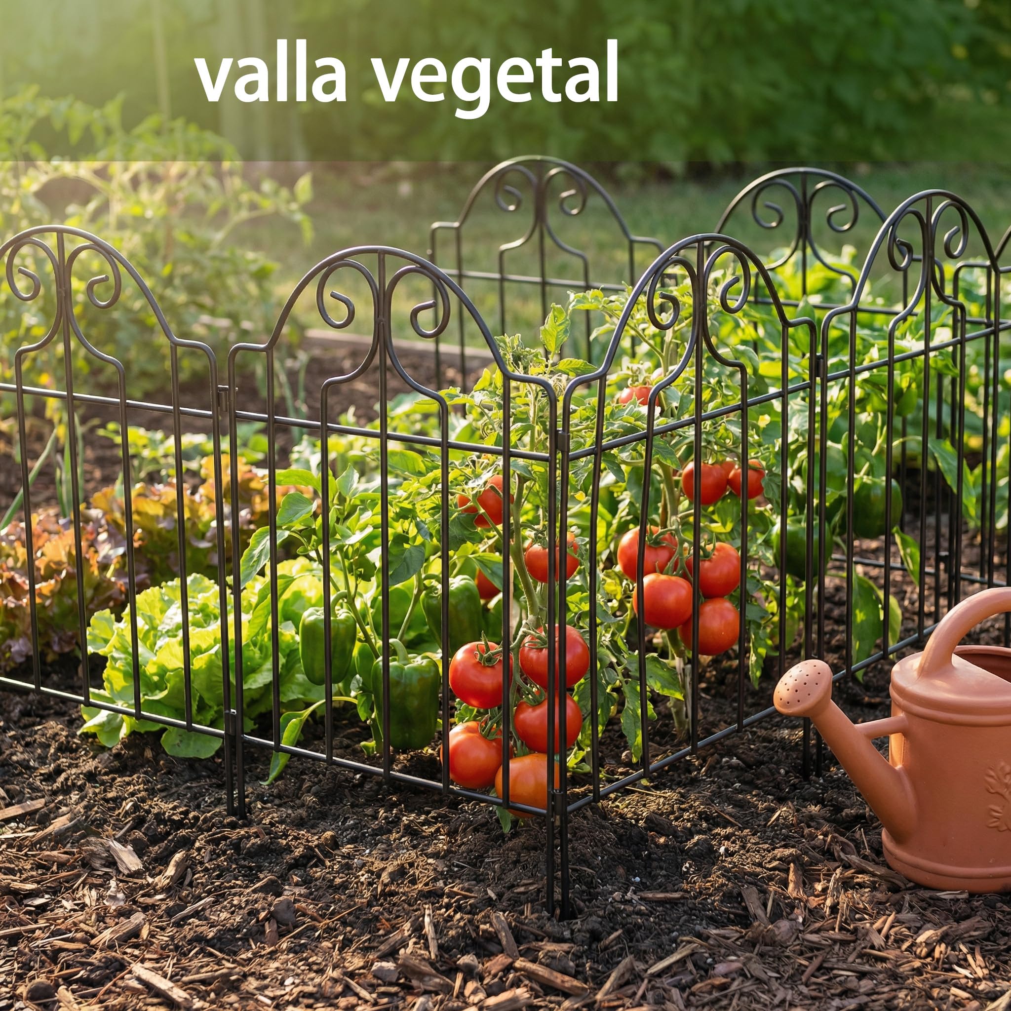 Outsunny Set de 4 Vallas de Jardín de Metal, 125x57 cm, Vallas de Jardín Exterior Decorativas con Diseño Arqueado, Resistente y Fácil de Instalar, para Huerto, Patio, Terraza, Césped, Negro